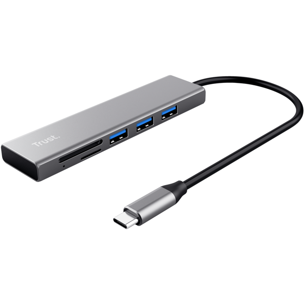 USB-C ჰაბი Trust 24191 Halyx, 3-in-1, USB 3.2, USB-C, CR Reader, Hub, Grey