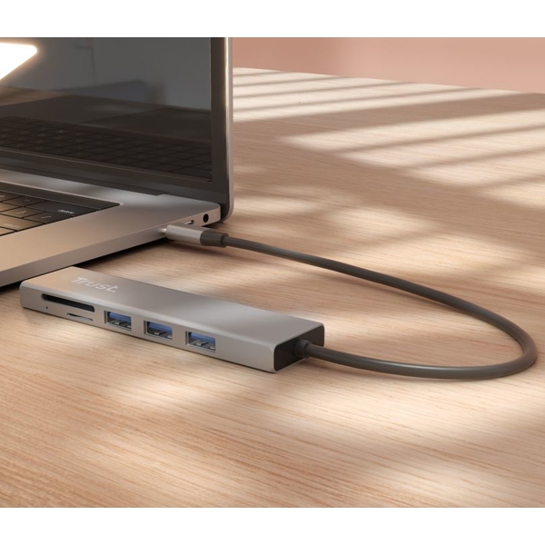 USB-C ჰაბი Trust 24191 Halyx, 3-in-1, USB 3.2, USB-C, CR Reader, Hub, Grey