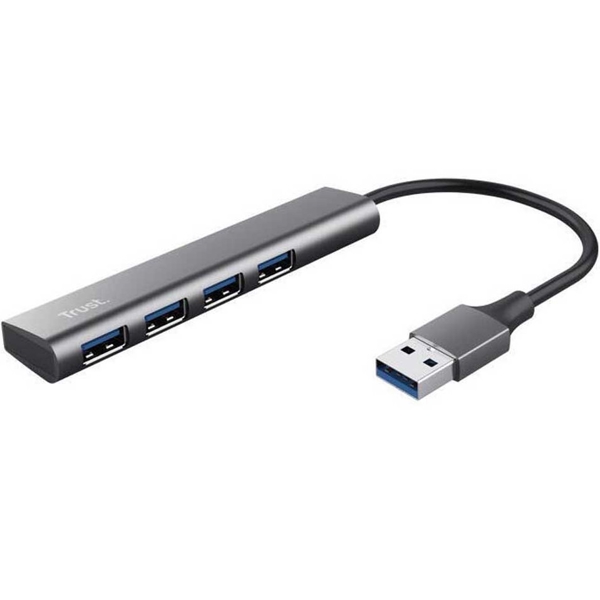 USB ჰაბი Trust 24947 Halyx, USB 3.2, USB-A, Hub, Grey