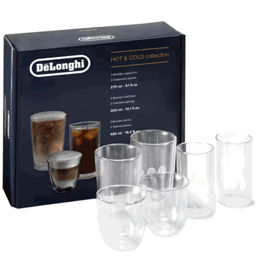 ჭიქების ნაკრები DeLonghi DLSC326, 270ml, 300ml, 480ml, 6Pcs Glasses Set