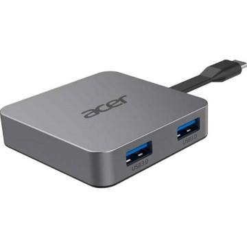 USB-C ჰაბი Acer HP.DSCAB.014, Type-C Docking Station, 2xUSB3.2, USB-C, HDMI, Grey