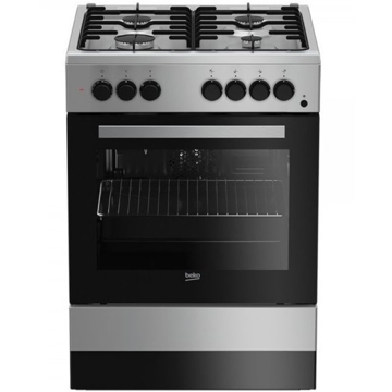 გაზქურა Beko 62111 GSS b100 FSET, 4 Gas, Oven, Silver