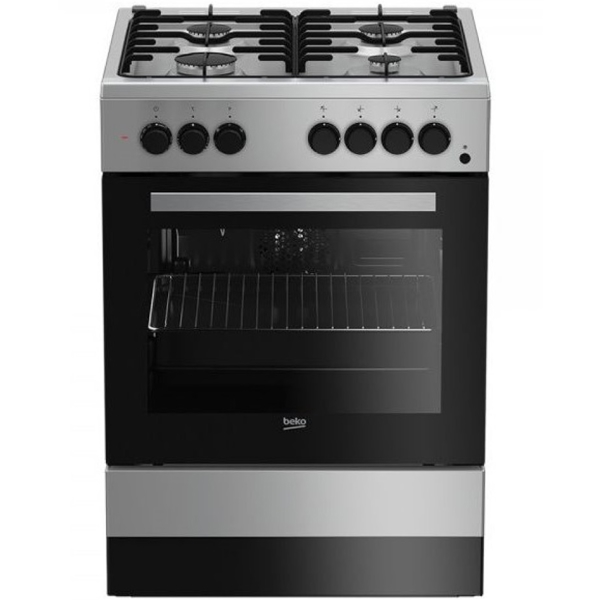 გაზქურა Beko 62111 GSS b100 FSET, 4 Gas, Oven, Silver