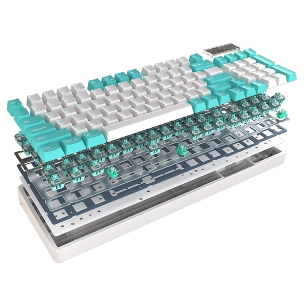 Marvo KG972W, Wireless, Bluetooth, Gaming Keyboard, White/Blue