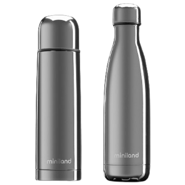 თერმო ბოთლი + თერმოსი Miniland 89258, Thermo Bottle + Thermos, Silver