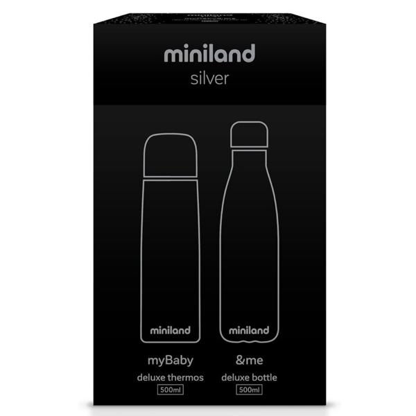 თერმო ბოთლი + თერმოსი Miniland 89258, Thermo Bottle + Thermos, Silver