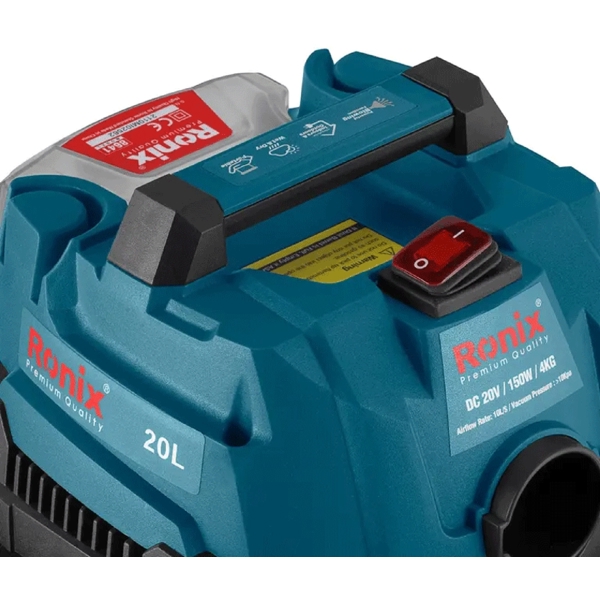 სამშენებლო მტვერსასრუტი Ronix 8641, 150W, 20L, Construction Vacuum Cleaner, Silver