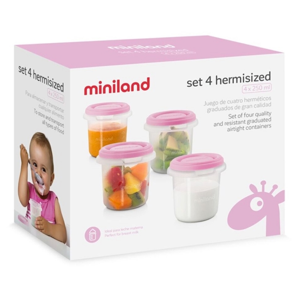 ჰერმეტული კონტეინერი Miniland 89239 Hermisized, Container Set, Roze