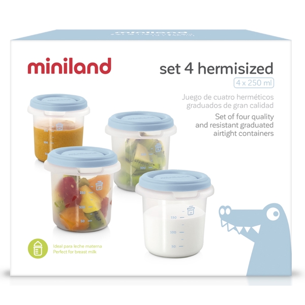 ჰერმეტული კონტეინერი Miniland 89238 Hermisized, Container Set, Azure