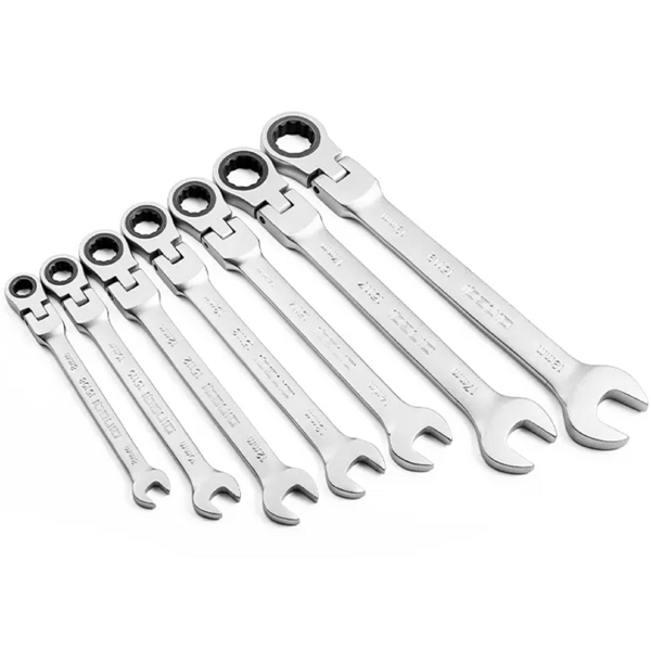 Dingqi 15002, 7 Pcs Ratchet Spanner Set, Silver