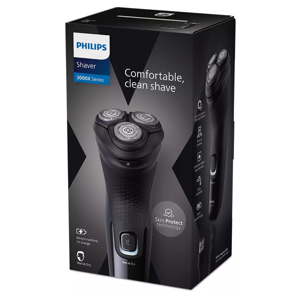 წვერსაპარსი Philips X3001/00, Electric Shaver, Black