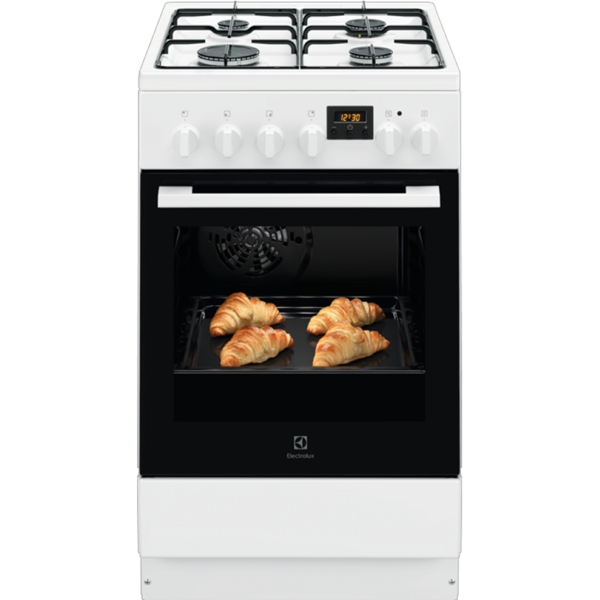 გაზქურა Electrolux LKK540201W, 4 Gas, Oven, White