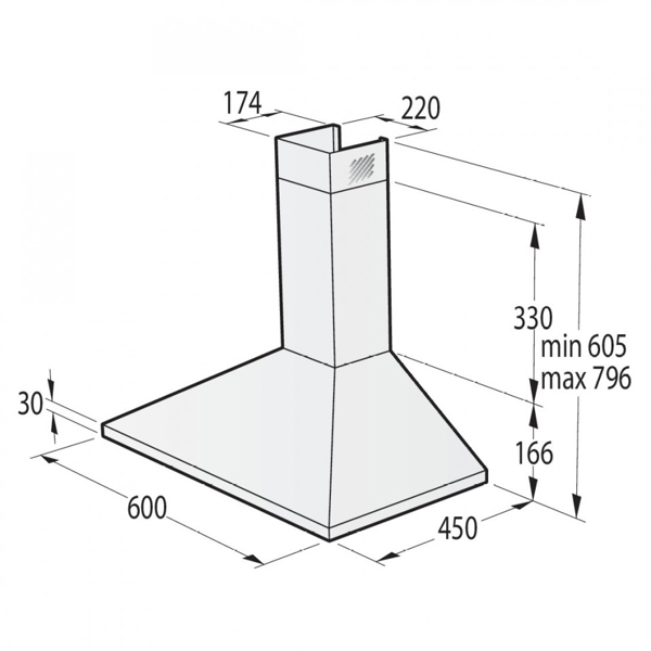 გამწოვი Gorenje WHC629E4W, 450m³/h, White