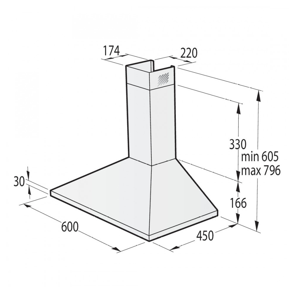 გამწოვი Gorenje WHC629E4W, 450m³/h, White