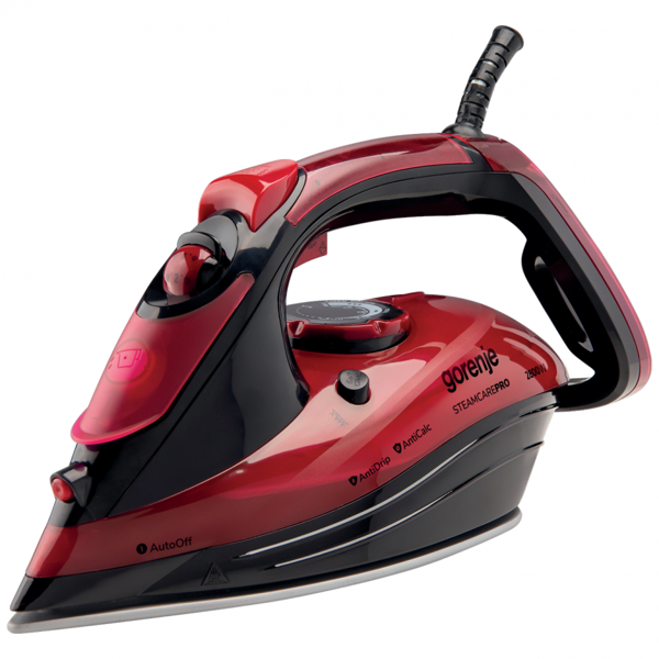 ორთქლის უთო Gorenje SIH2800BF, 2800W, 350ML, Steam Iron, Black/Red