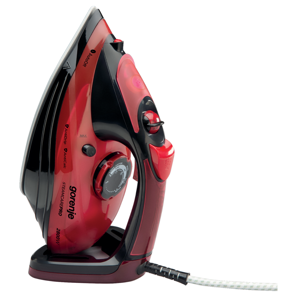 ორთქლის უთო Gorenje SIH2800BF, 2800W, 350ML, Steam Iron, Black/Red