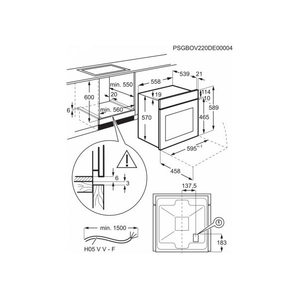 Electrolux EOH4P56BX, 65L, Built-In, Silver/Black