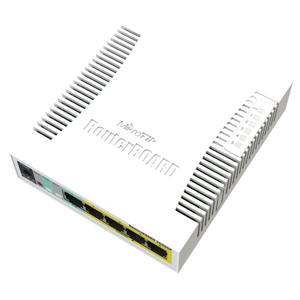 MikroTik CSS106-1G-4P-1S, 5-Port Gigabit, PoE+ Switch, White