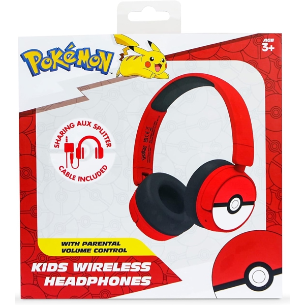 OTL PK1000 Pokemon Poke Ball, Headset, Wireless, Bluetooth, Red