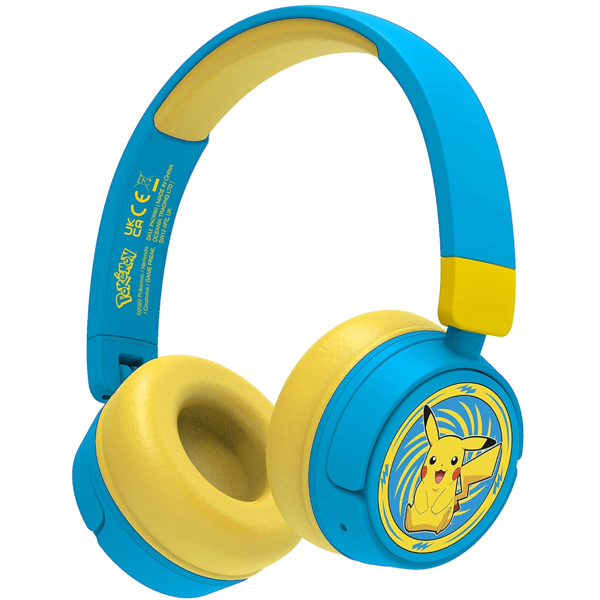 OTL PK0980 Pokemon Pikachu Kids, Headset, Wireless, Bluetooth, 3.5mm, Blue/Yellow