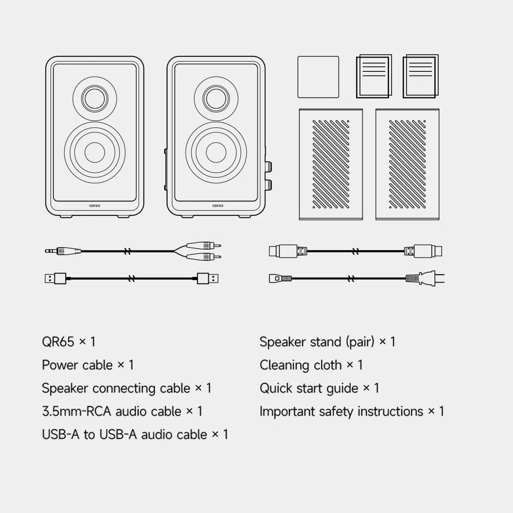 დინამიკი Edifier QR65, 70W, Bluetooth, USB, USB-C, AUX, Speaker With GaN Charger, White