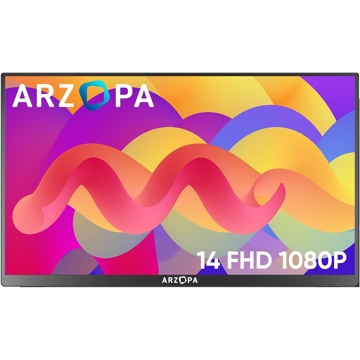 მონიტორი Arzopa A1 Gamut Slim, 14", Monitor, FHD, IPS, Type-C, Mini HDMI, Black