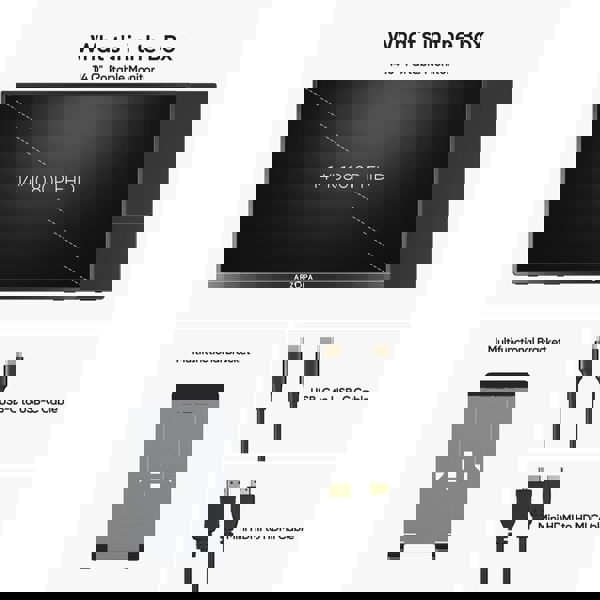 Arzopa A1 Gamut Slim, 14", Monitor, FHD, IPS, Type-C, Mini HDMI, Black