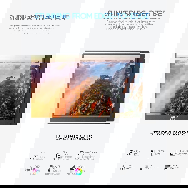 Arzopa A1M, 17.3", Monitor, FHD, IPS, Type-C, Mini HDMI, Black