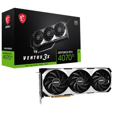 MSI 912-V513-423 VENTUS 3X E1 12G OC, Gaming RTX4070Ti, 12GB, 192bit, HDMI, DP, Black