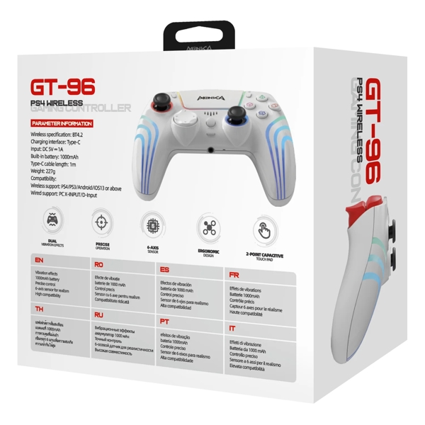 Marvo GT-96, Gaming Controller For PS4/PS3/Windows/IOS/Android, Wireless, USB, White