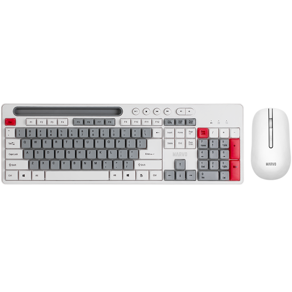 კლავიატურა + მაუსი Marvo WS009, Wireless, USB, Keyboard And Mouse, White/Gray