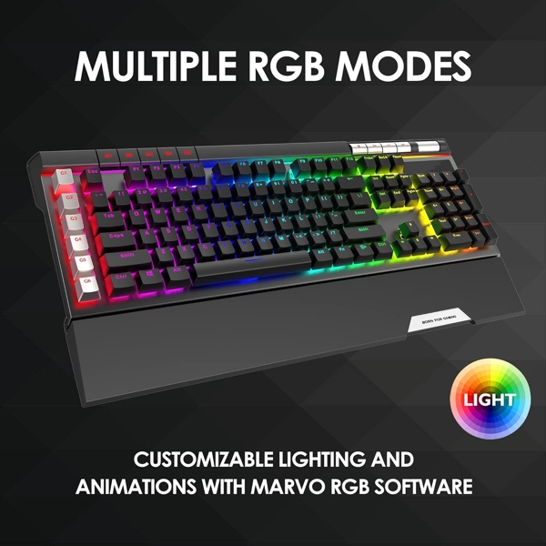 კლავიატურა Marvo KG965G, Wired, USB, Gaming Keyboard, Black