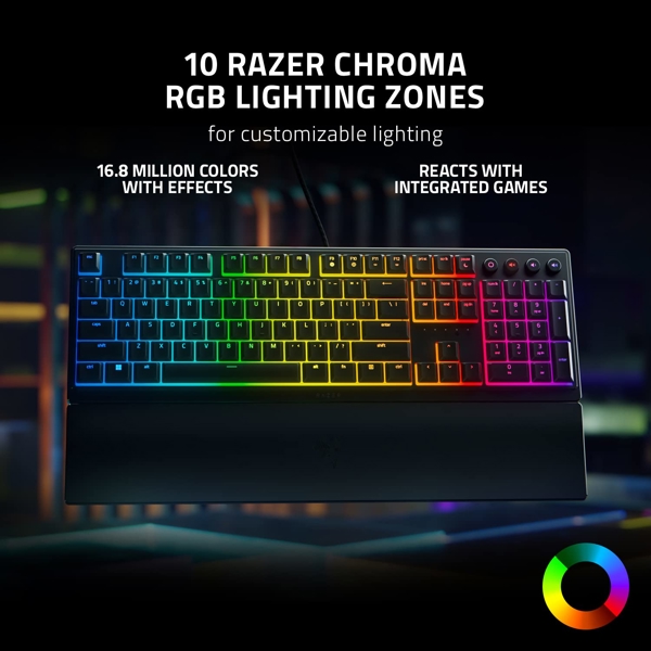 კლავიატურა Razer RZ03-04460100-R3M1 ORNATA V3, Wired, RGB, USB, USB, Gaming Keyboard, Black