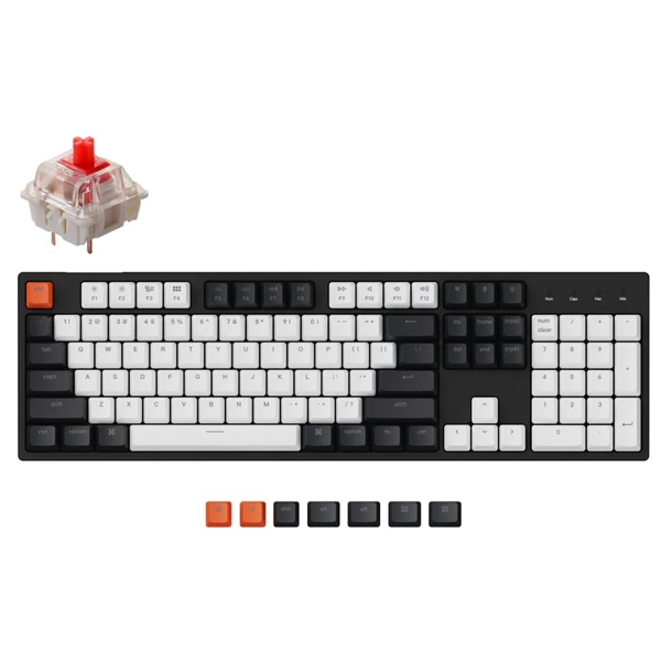 კლავიატურა Keychron C2G1, Gateron G Pro Red, Wired, USB, Keyboard, Black