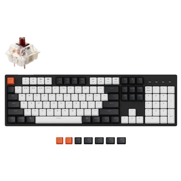 კლავიატურა Keychron C2G3, Gateron G Pro Brown, Wired, USB, Keyboard, Black