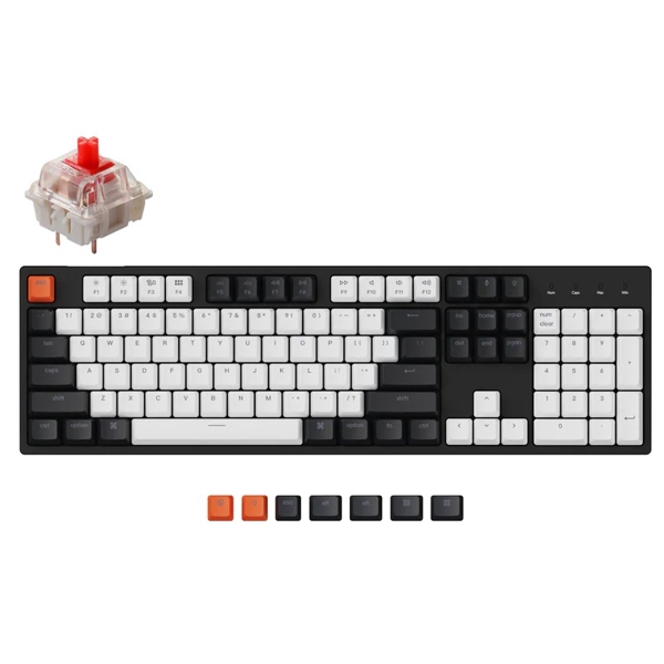 კლავიატურა Keychron C2H1, Gateron G Pro Red, Wired, RGB, USB, Keyboard, Black