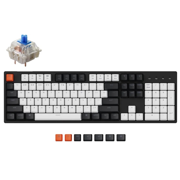 კლავიატურა Keychron C2H2, Gateron G Pro Blue, Wired, RGB, USB, Keyboard, Black