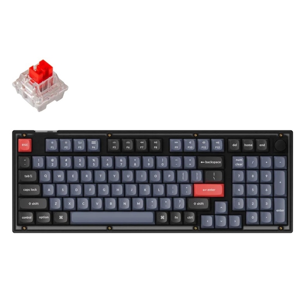 კლავიატურა Keychron V5C1, K Pro Red, Wired, RGB, USB, Gaming Keyboard, Black