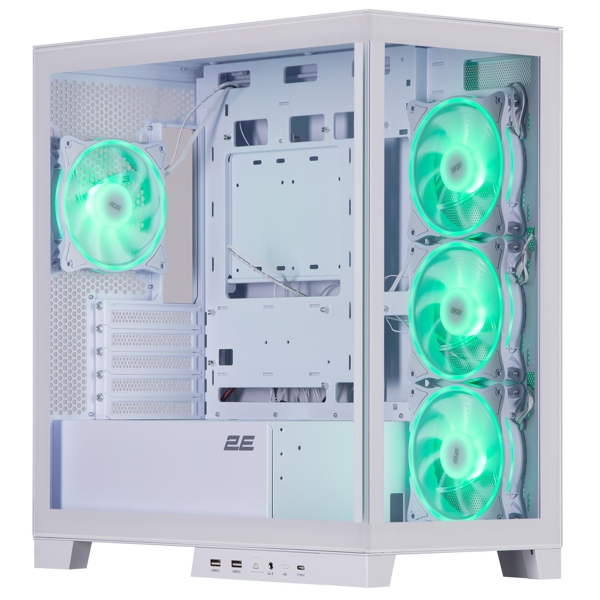 ქეისი 2E 2E-GK701W FANTOM, Computer Case, MiniT, Micro-ATX, mini-ITX, USB 3.0, USB-C, White