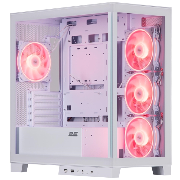 ქეისი 2E 2E-GK701W FANTOM, Computer Case, MiniT, Micro-ATX, mini-ITX, USB 3.0, USB-C, White