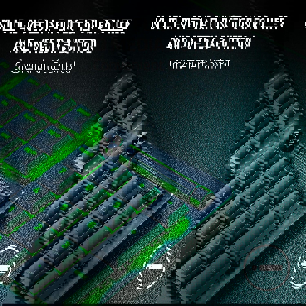 კლავიატურა Razer RZ03-04360100-R3M1 DeathStalker V2 Pro, Wireless, RGB, USB, USB-C, Bluetooth, Gaming Keyboard, Black