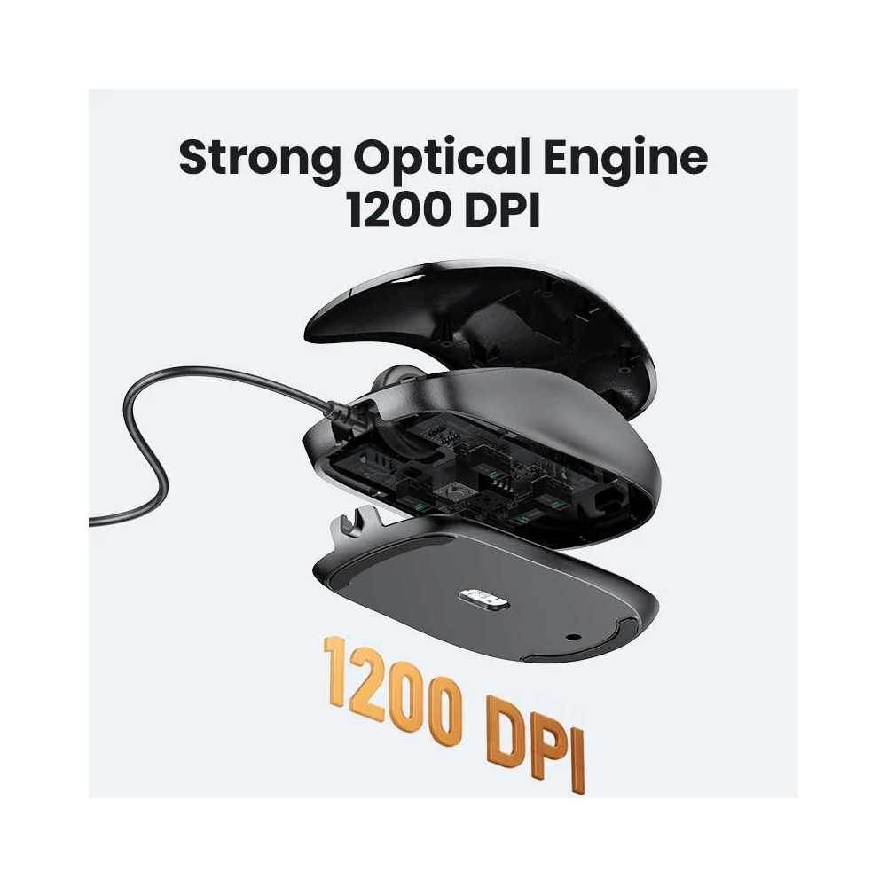 მაუსი UGREEN MU007 (90789), Wired, USB, Mouse, Black