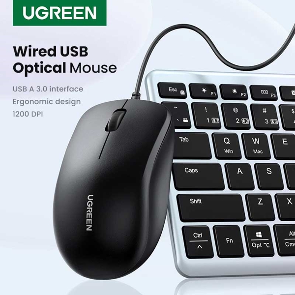 UGREEN MU007 (90789), Wired, USB, Mouse, Black