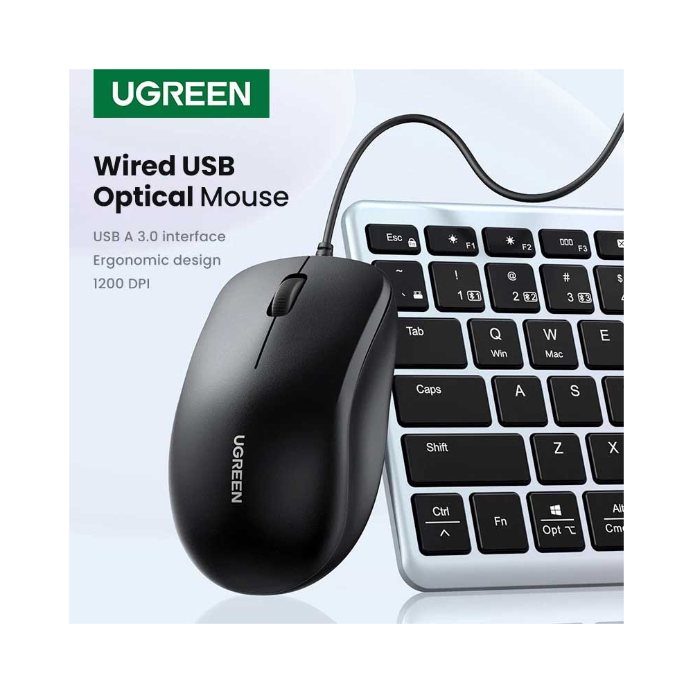 მაუსი UGREEN MU007 (90789), Wired, USB, Mouse, Black