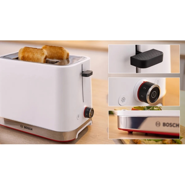 Bosch TAT4M221, 950W, Toaster, White