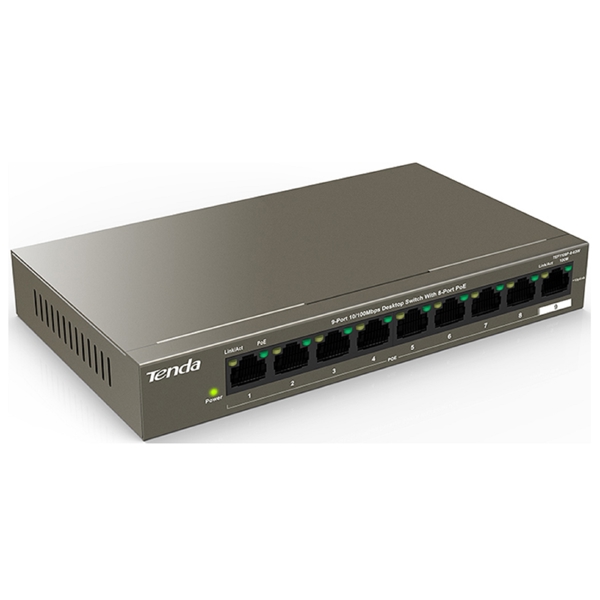 Tenda TEF1109P-8-63W, 8Port, PoE+ Switch, Curry