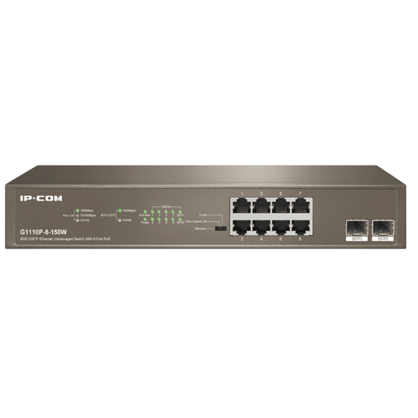 IP-Com G1110P-8-150W, 8Port Gigabit, PoE+ Switch, Curry