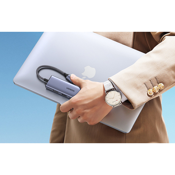 USB-C ჰაბი UGREEN CM511 (20956A), Type-C, USB, HDMI, TF/SD, Hub, Grey