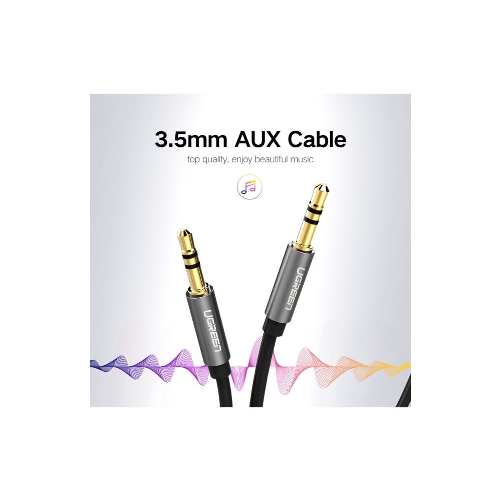 აუდიო კაბელი UGREEN AV119 (10733), 3.5mm Male to 3.5mm Male Cable, 1m, Black
