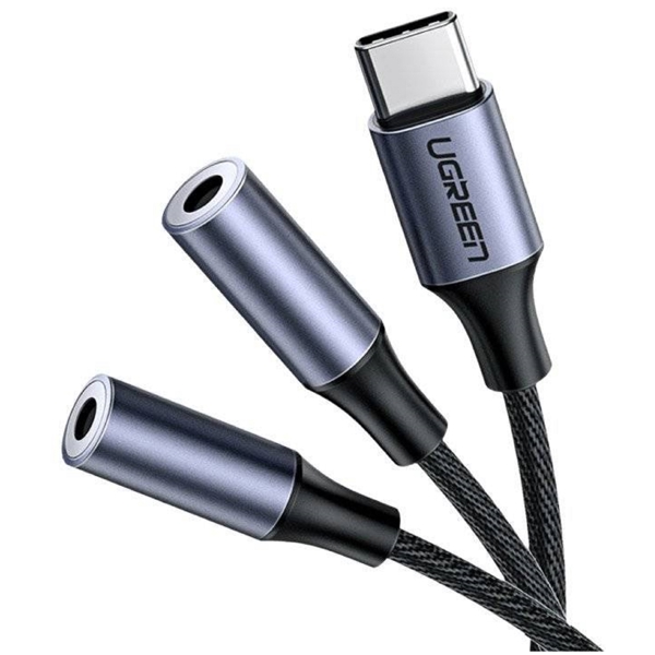 UGREEN AV144 (30732), Type-C To 2x3.5 mm, Audio Cable, 25cm, Space Gray 